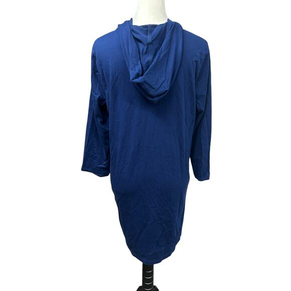 Coastal chic hoodie tunic dress Lands’ End‎ navy cotton embroidered size M - Picture 5 of 9